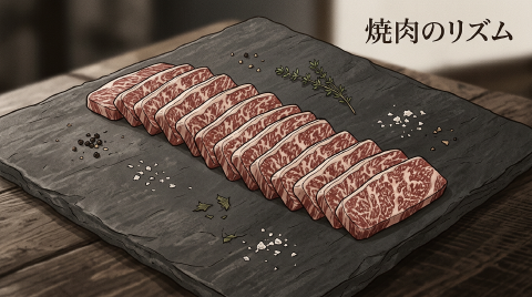 焼肉の脂を纏った肉のリズム